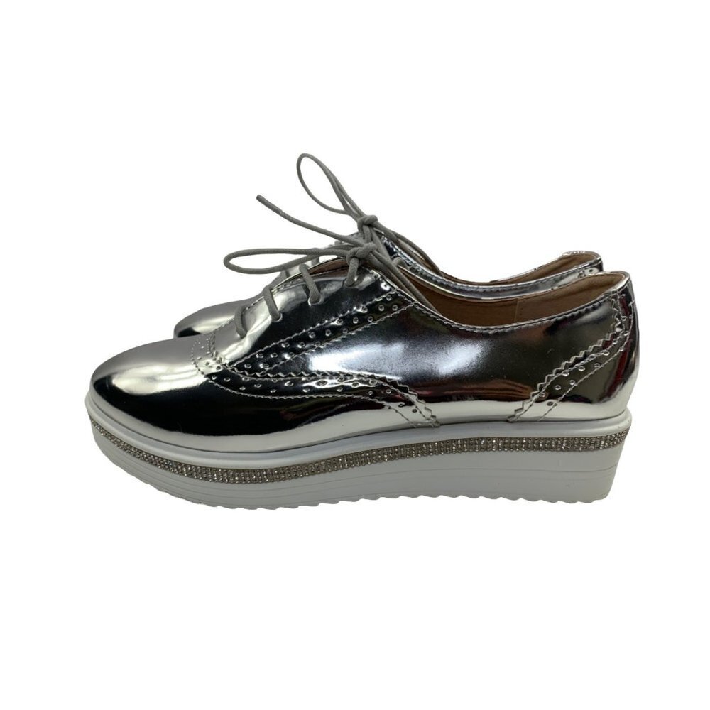 Italina Women's Silver Platform Shoes - Picture 3 of 6